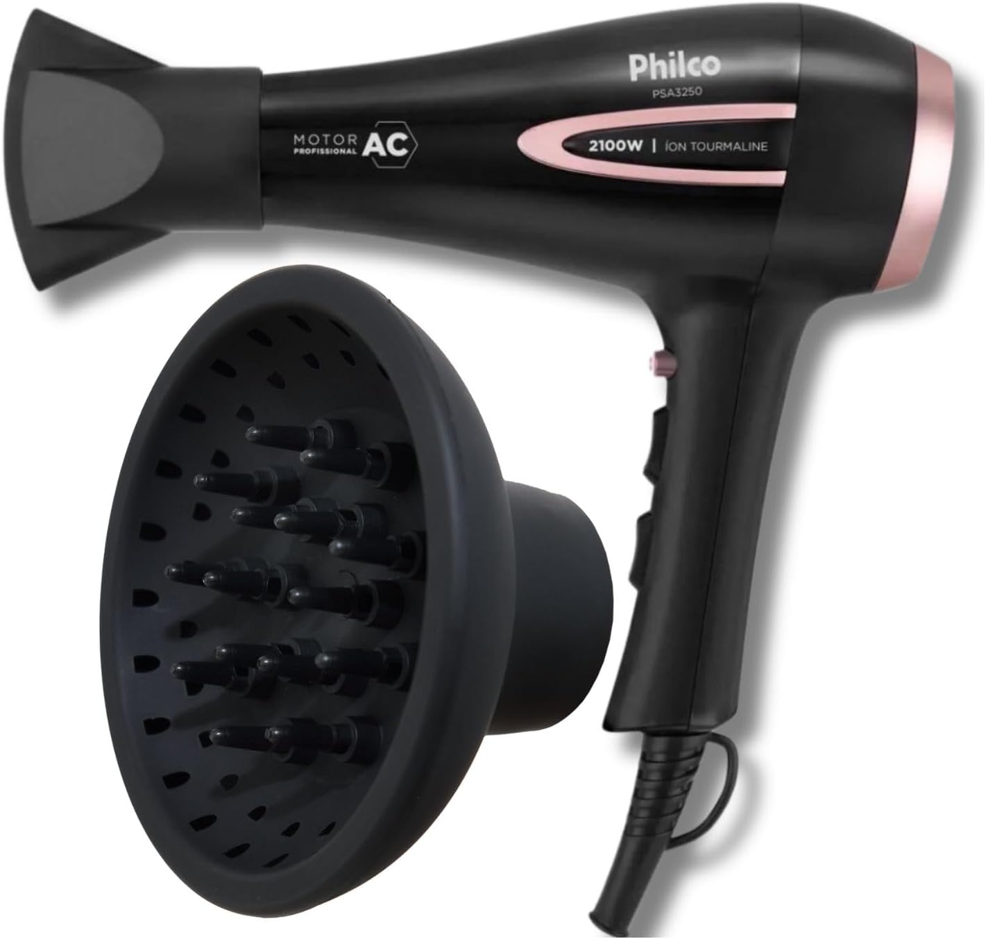 Secador de cabelo Philco PSA3250 com difusor de cachos